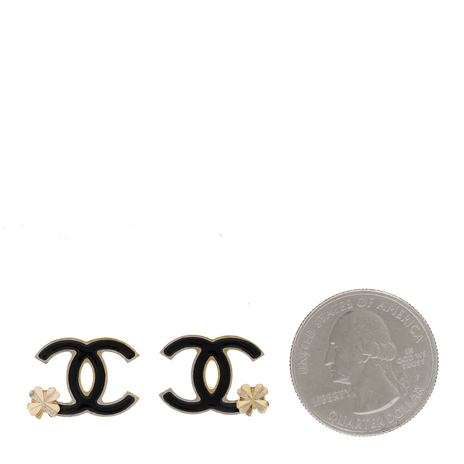 Chanel Enamel CC Clover Earrings Black Gold 2 of 5