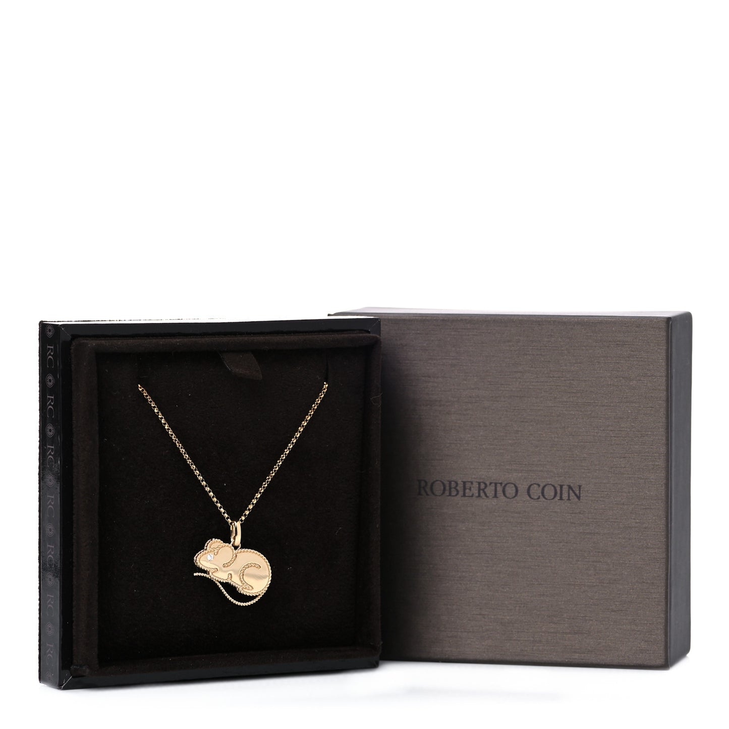 X DISNEY 18K Yellow Gold Diamond Cinderella Mouse Necklace
