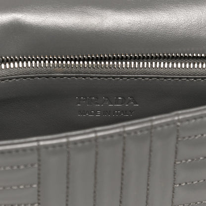 Prada Soft Calfskin Impunture Diagramme Flap Crossbody Bag Mercurio 6 of 13