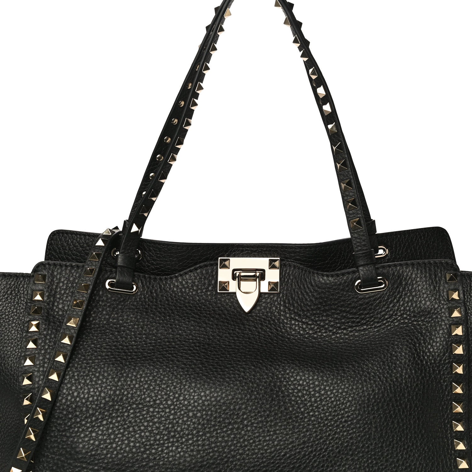 Valentino Garavani Pebbled Calfskin Medium Rockstud Tote Black 7 of 10
