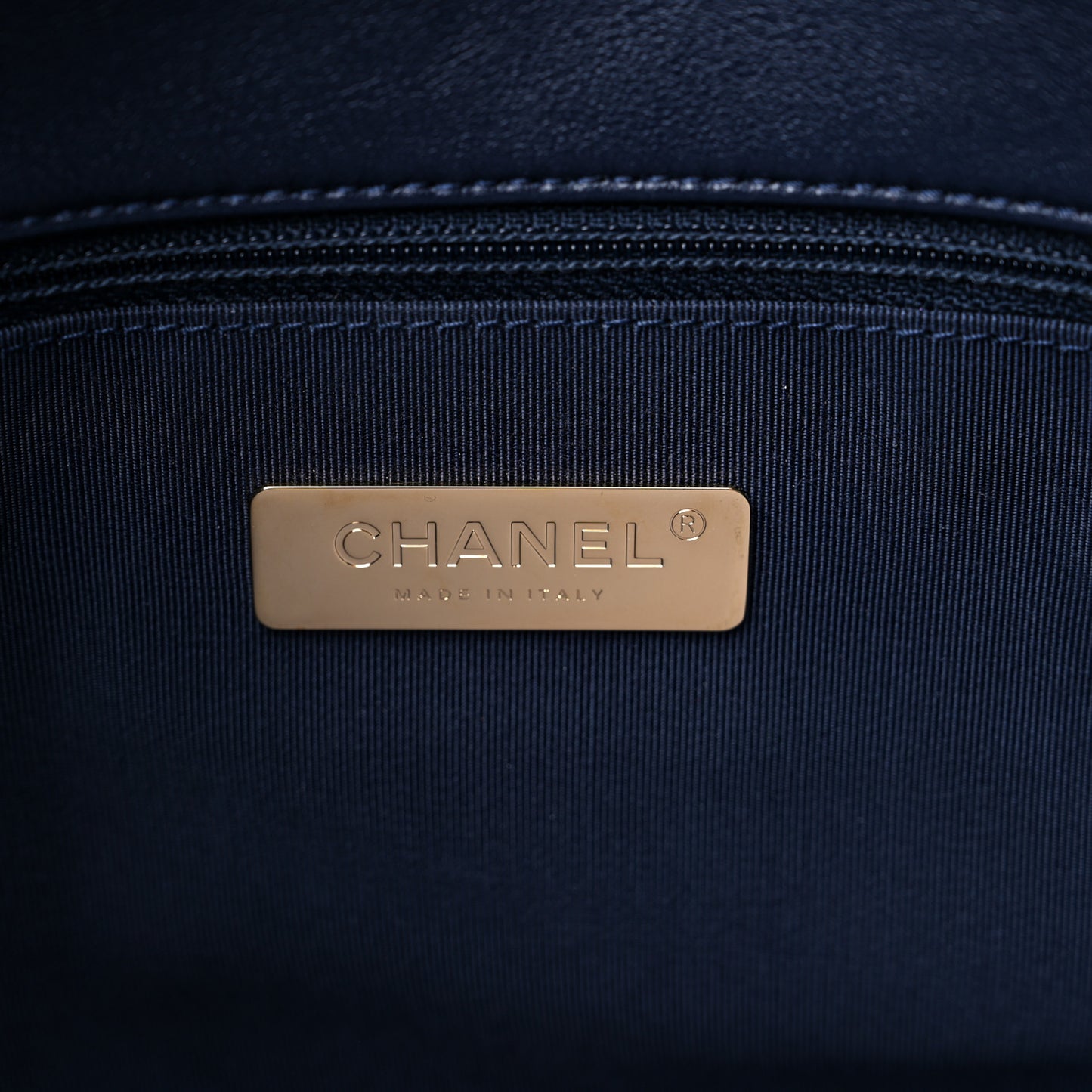 Lambskin Quilted Large Chanel 19 Flap Navy Blue