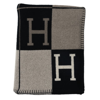 Hermes Wool Cashmere Avalon III Blanket Ecru Black 1 of 3
