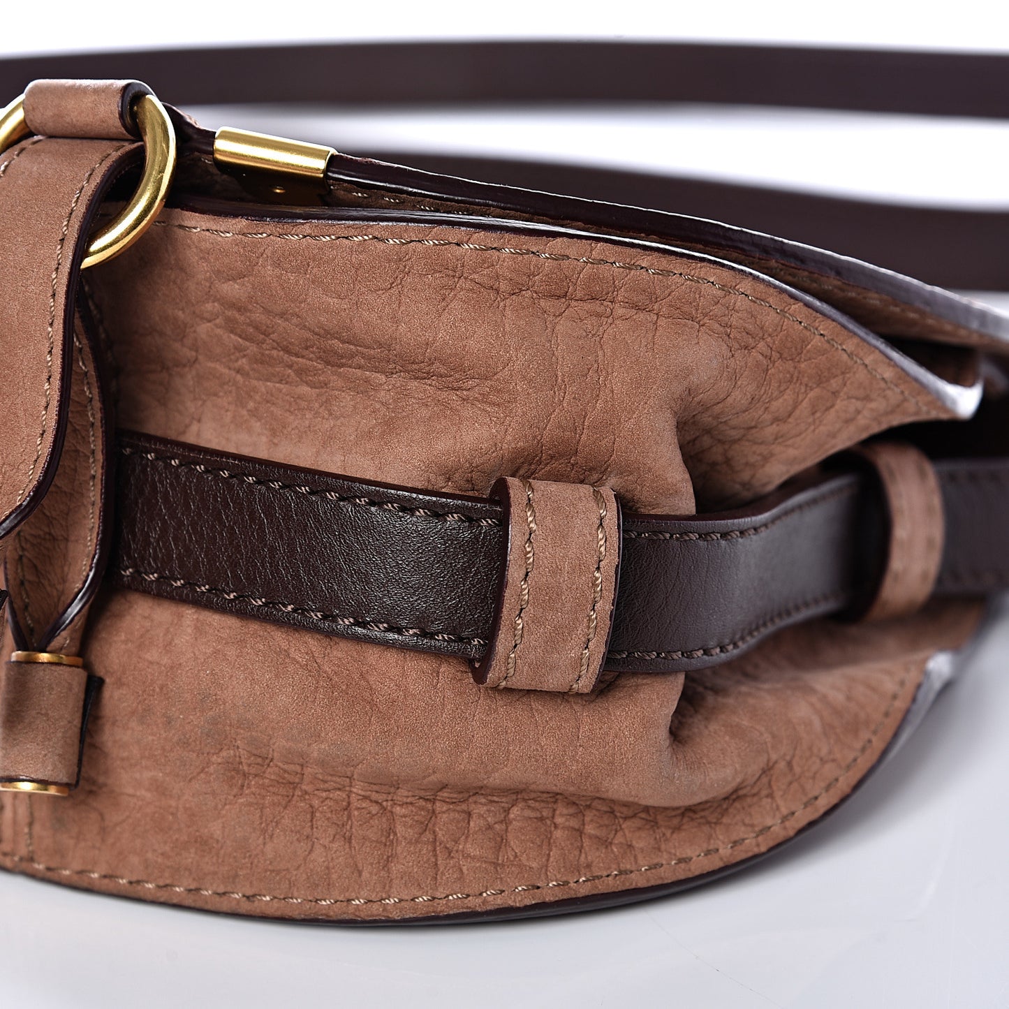 Nubuck Calfskin Mini Marcie Round Crossbody Bag Nut
