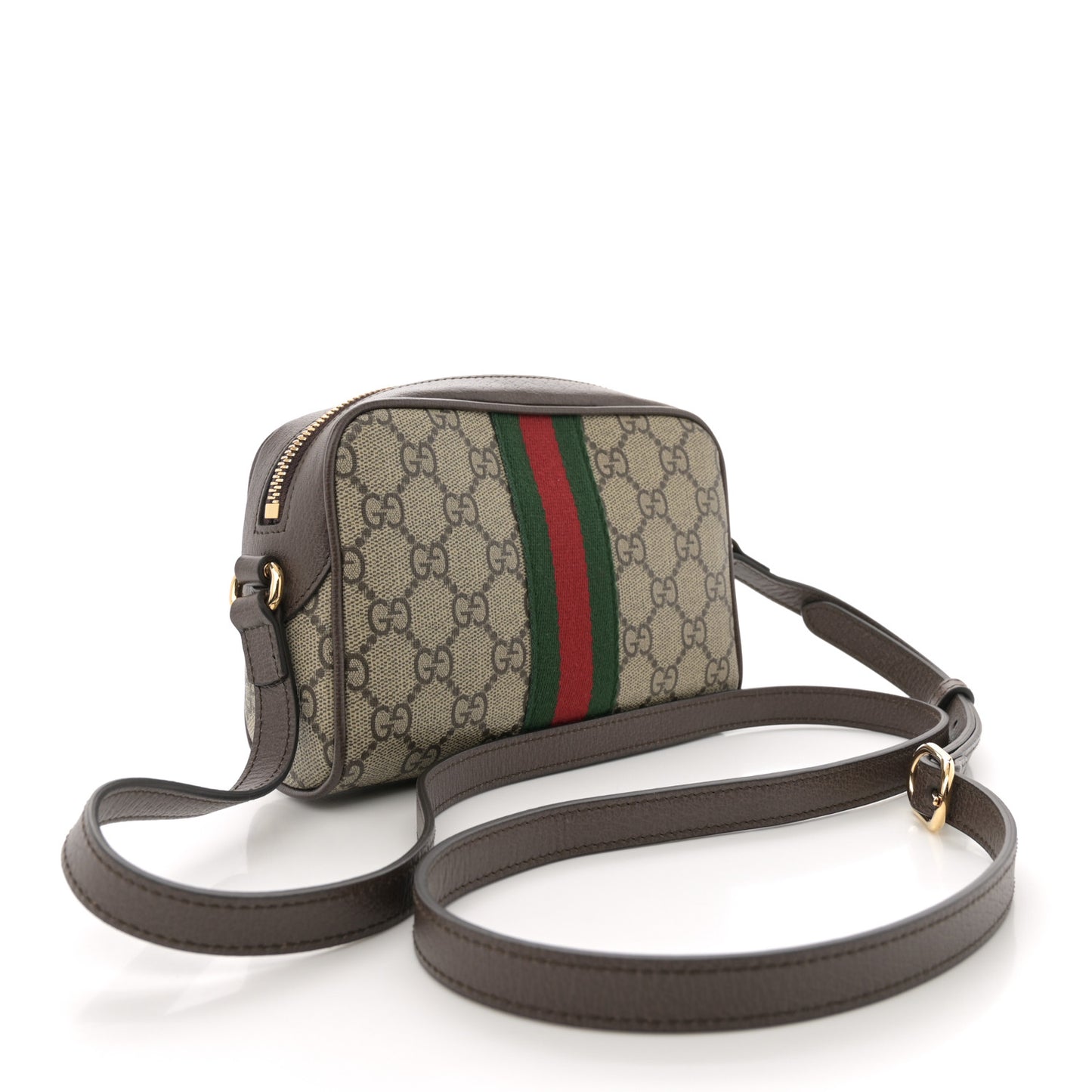 GG Supreme Monogram Textured Dollar Calfskin Mini Ophidia Shoulder Bag Beige Ebony New Acero