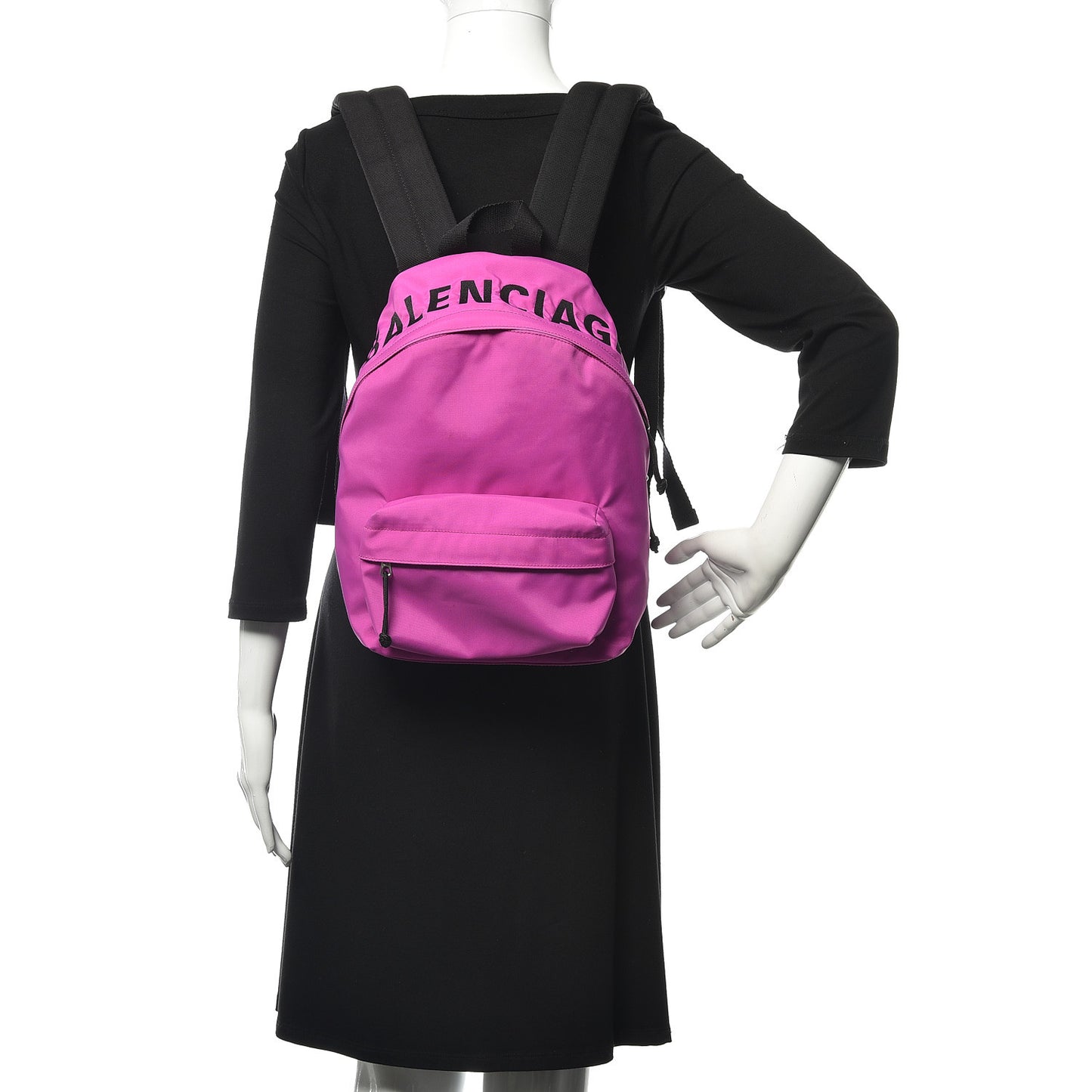 Sport Nylon Logo Embroidered S Wheel Backpack Fuchsia Black
