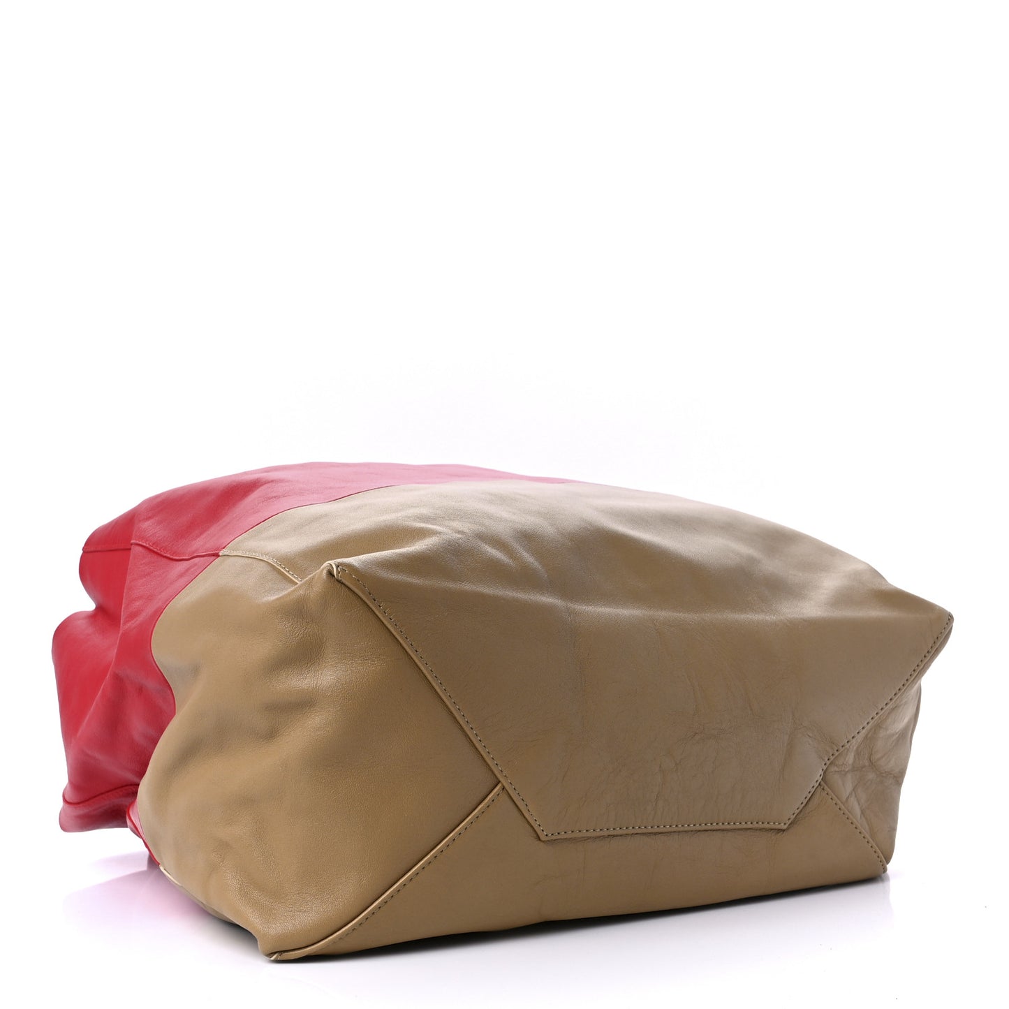 Lambskin Horizontal Bi-Color Cabas Red Camel