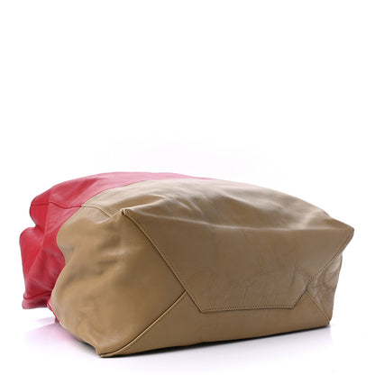 Celine Lambskin Horizontal Bi-Color Cabas Red Camel 3 of 10