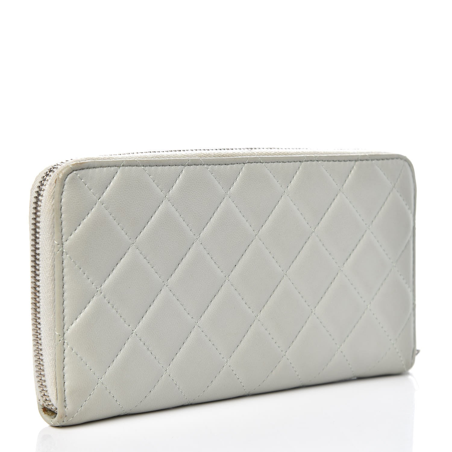 Chanel Lambskin Quilted Large Gusset Zip Around Wallet Light Green 3 of 14