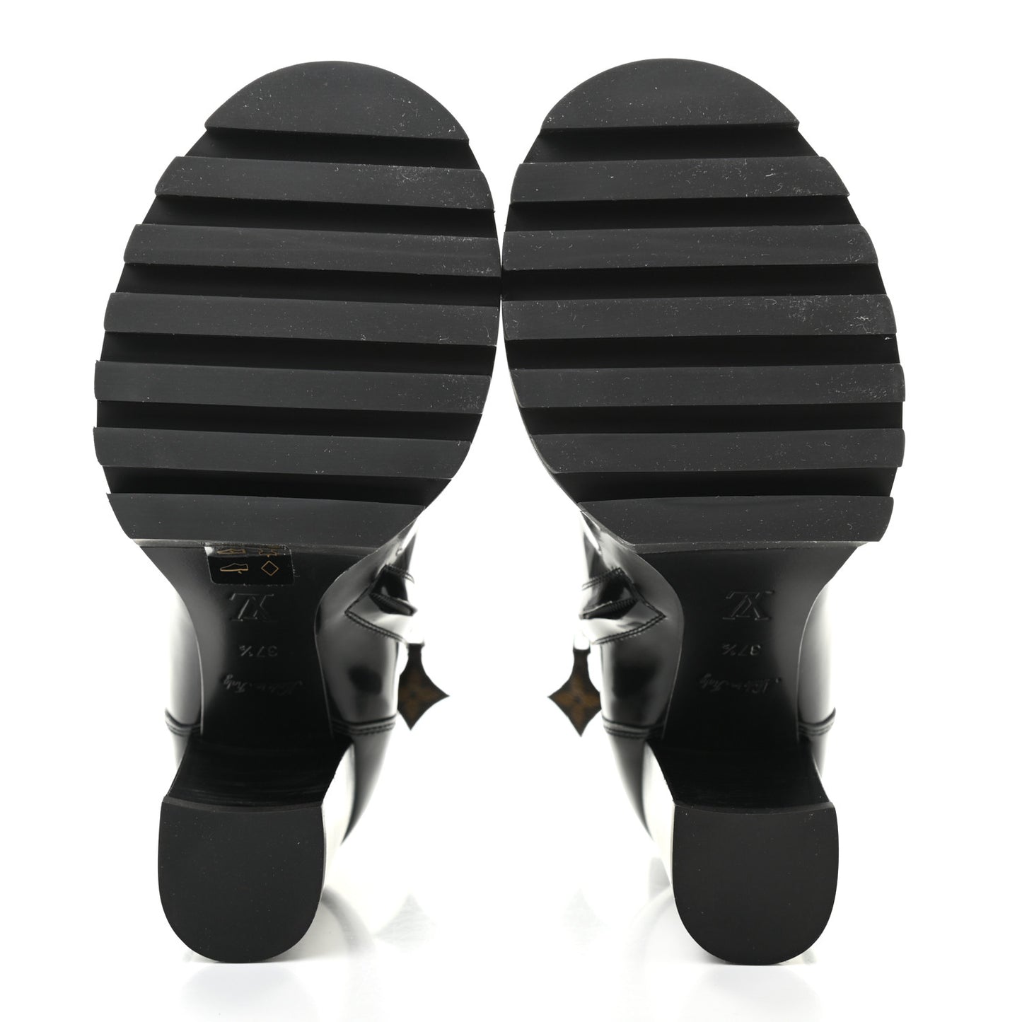 Patent Calfskin Monogram Star Trail Ankle Boots 37.5 Black