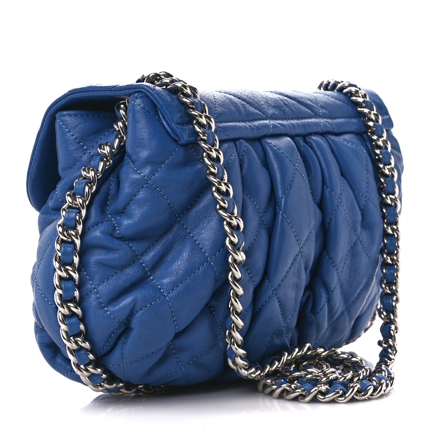 Chanel Washed Lambskin Quilted Medium Chain Around Messenger Blue 3 of 12