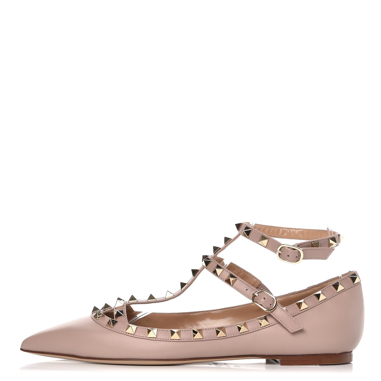 Valentino Garavani Nappa Rockstud Cage Ballerina Flats 39.5 Poudre 1 of 8