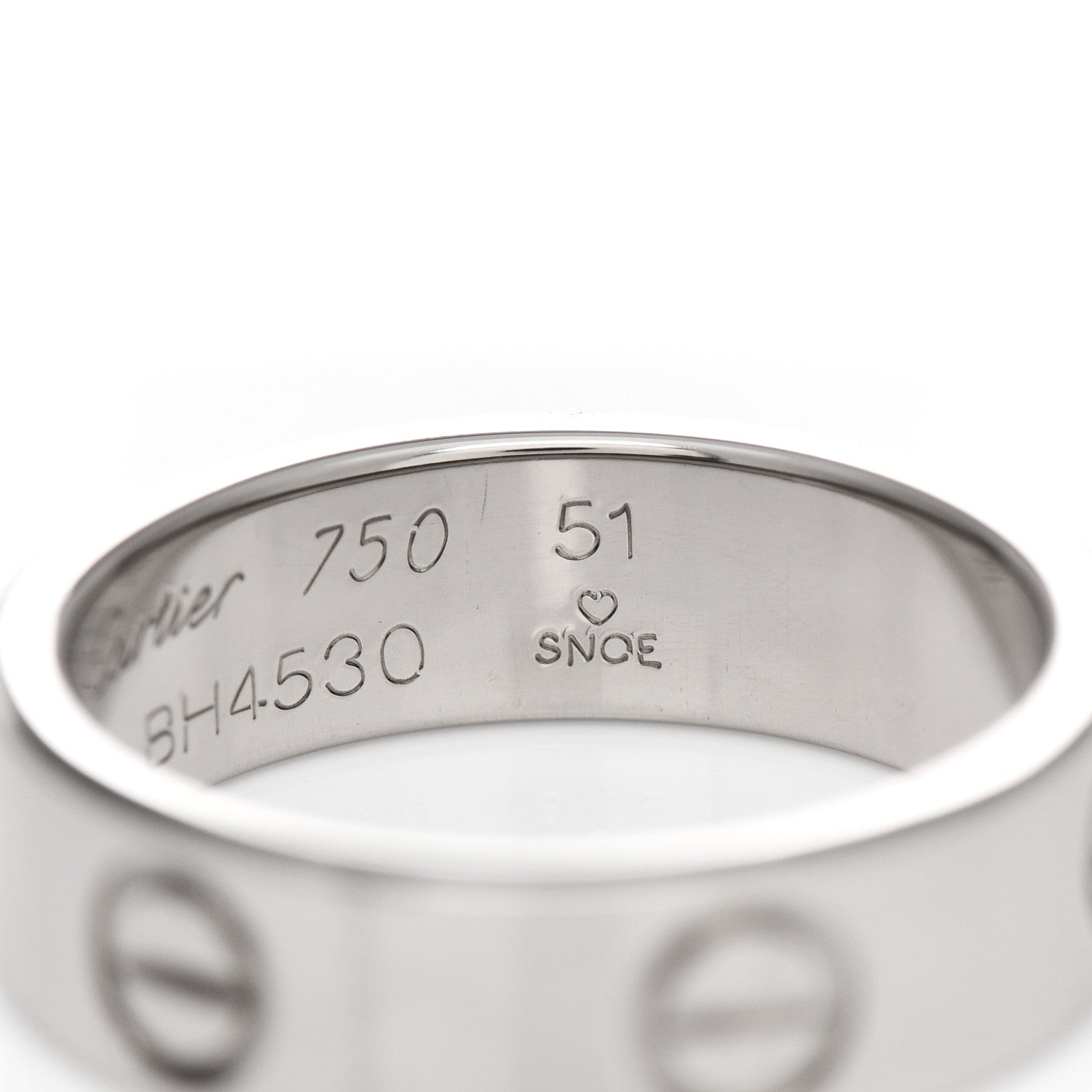 Cartier 18K White Gold 5.5mm LOVE Ring 51 5.75 5 of 5