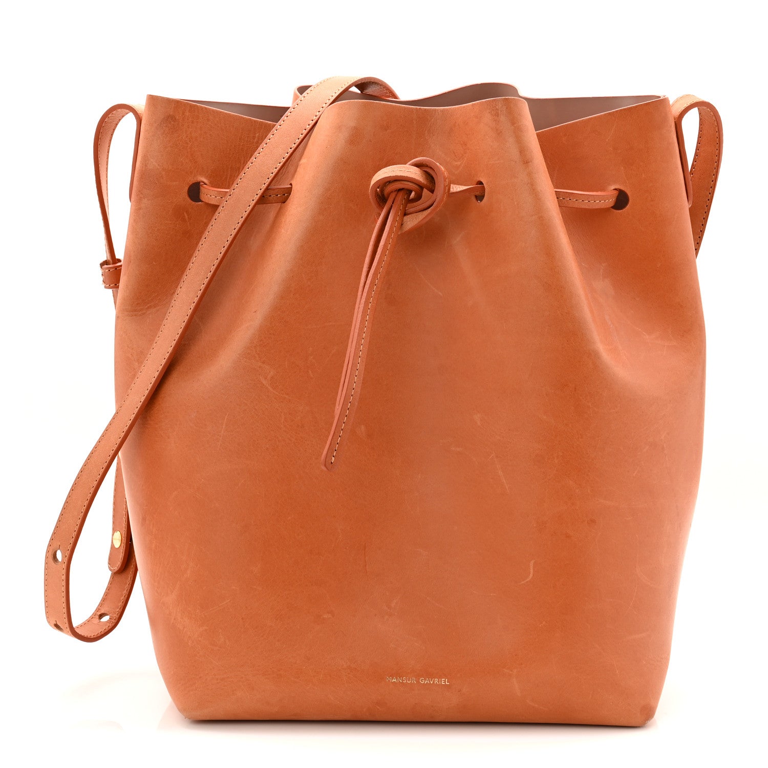 Mansur Gavriel Vegetable Tanned Calfskin Bucket Bag Cammello Rosa 1 of 15