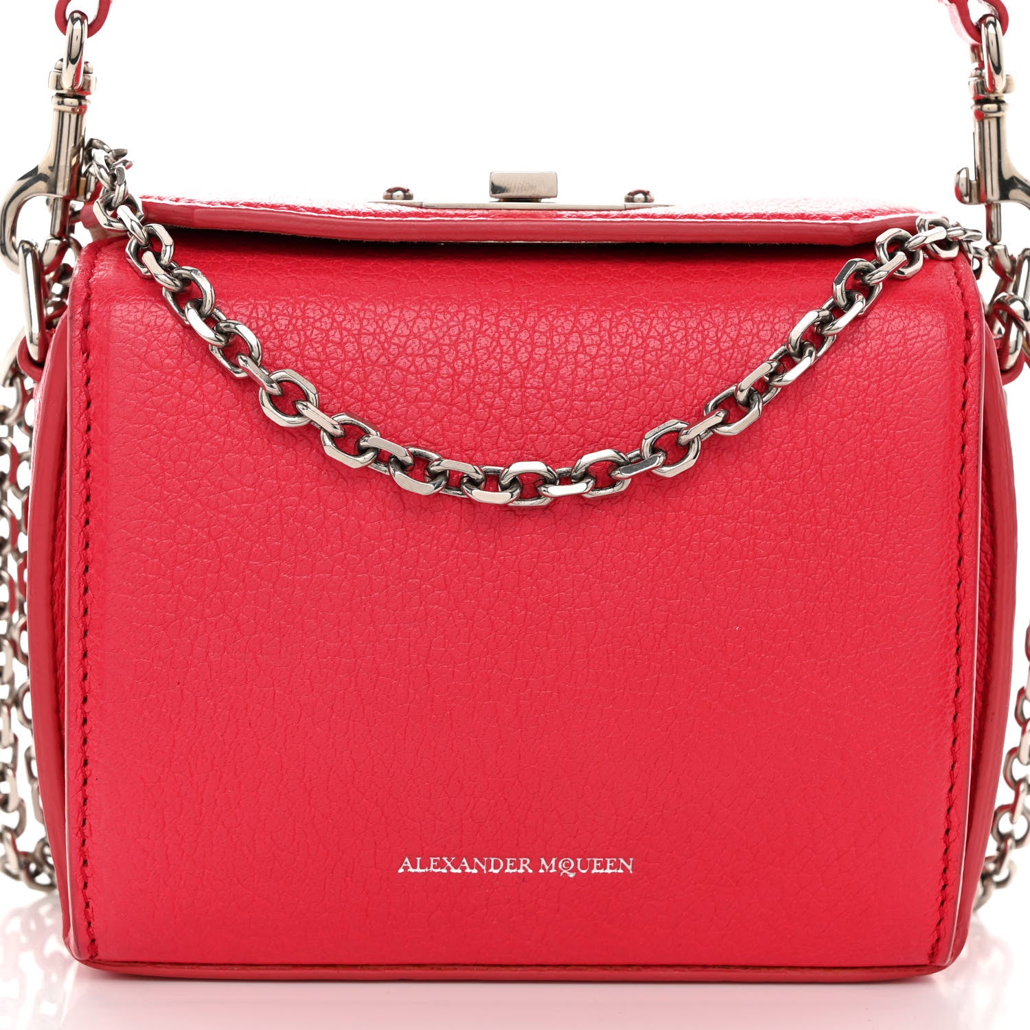 Alexander McQueen Silky Amish Grain Calfskin Box Shoulder Bag 19 Red 8 of 10
