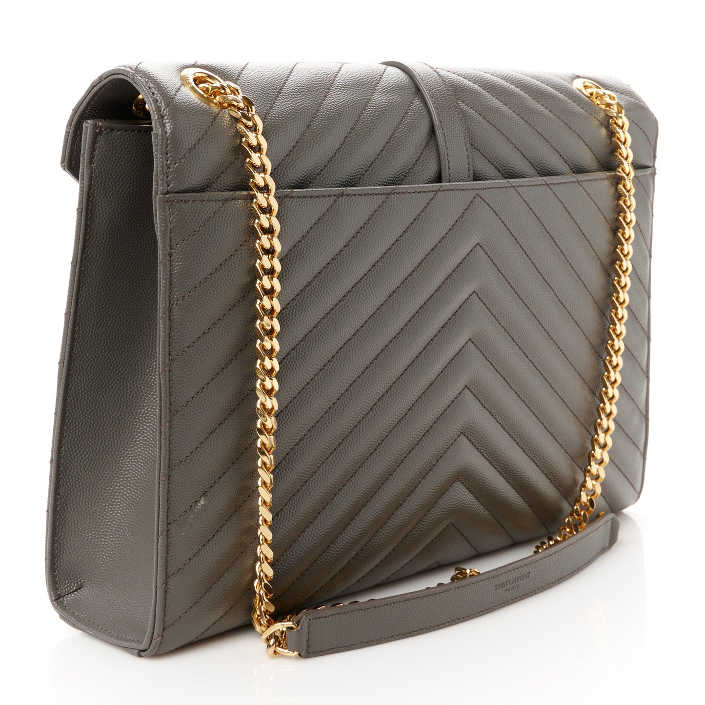 Grain De Poudre Matelasse Chevron Large Monogram Satchel Earth