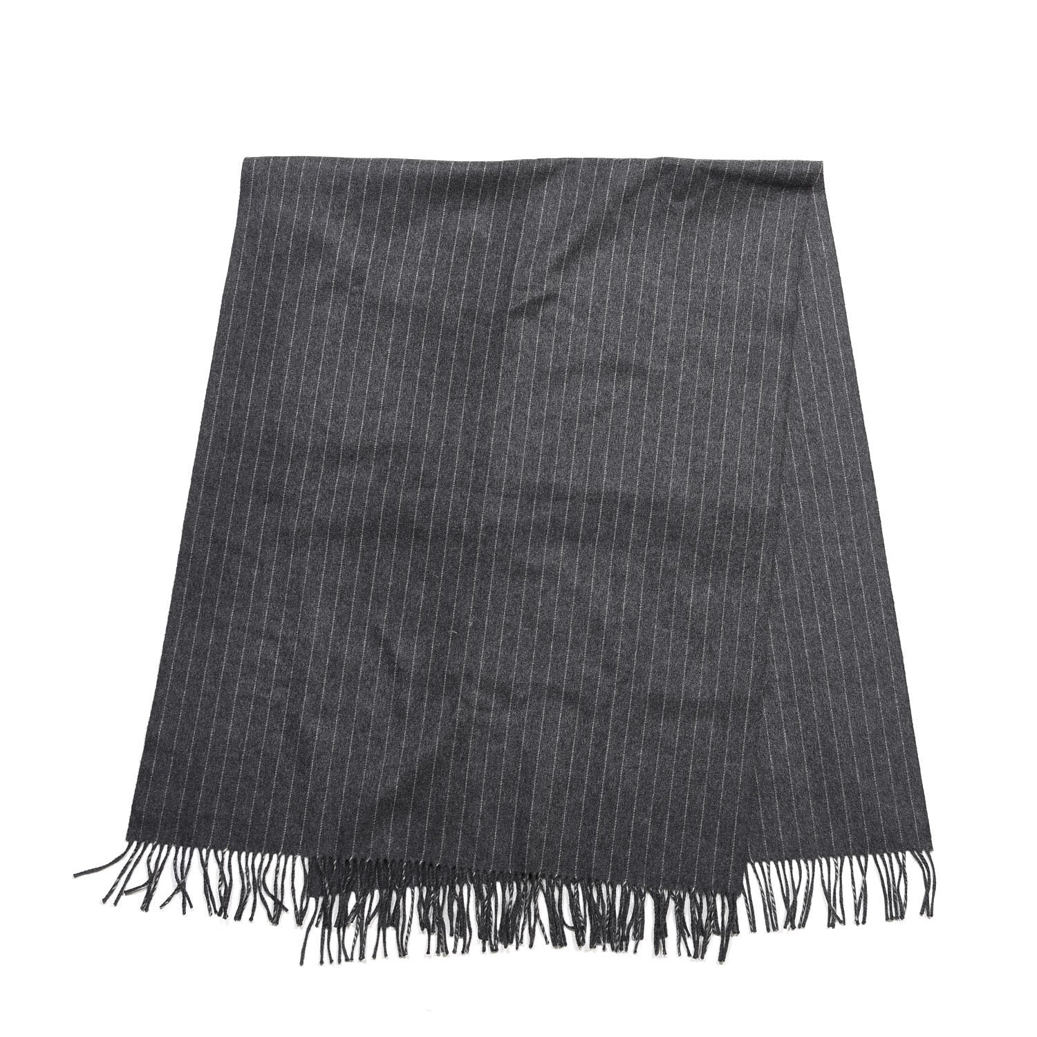 Hermes Cashmere Pinstripe Scarf Grey 2 of 4