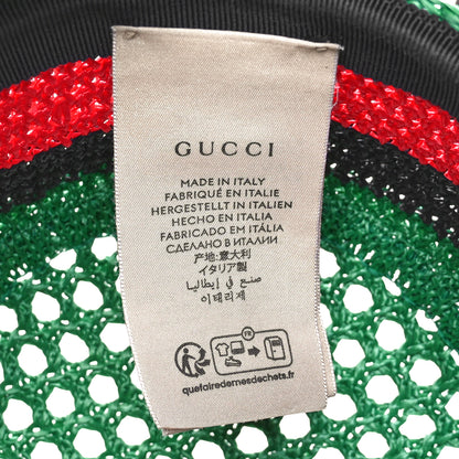 Gucci Raffia Interlocking G Web Bucket Hat S Green Multicolor 8 of 9