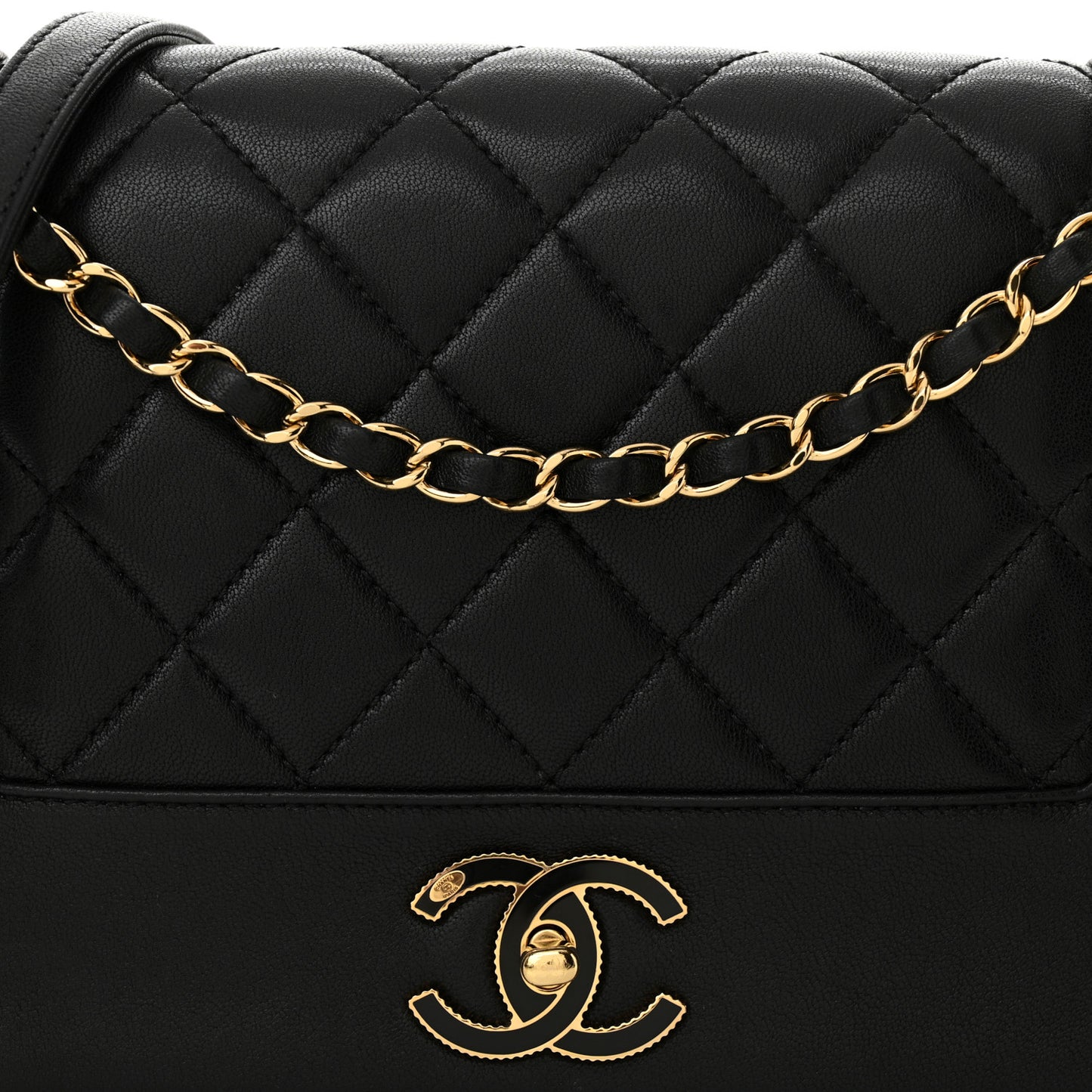 Sheepskin Quilted Vintage Mademoiselle Flap Black