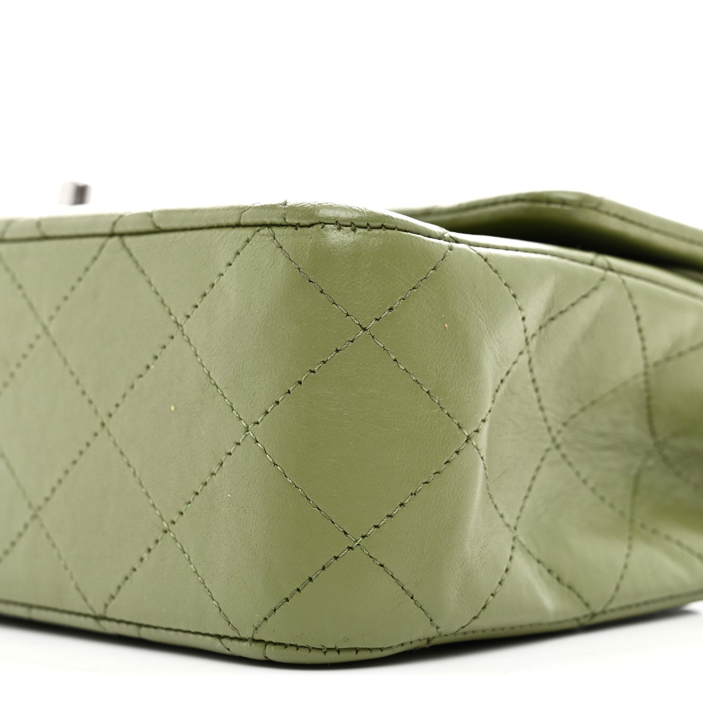 Lambskin Quilted Medium Double Flap Green