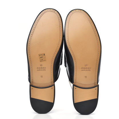 Gucci Goatskin Stripe Mens Horsebit Slingback Slippers 11 Black 5 of 9