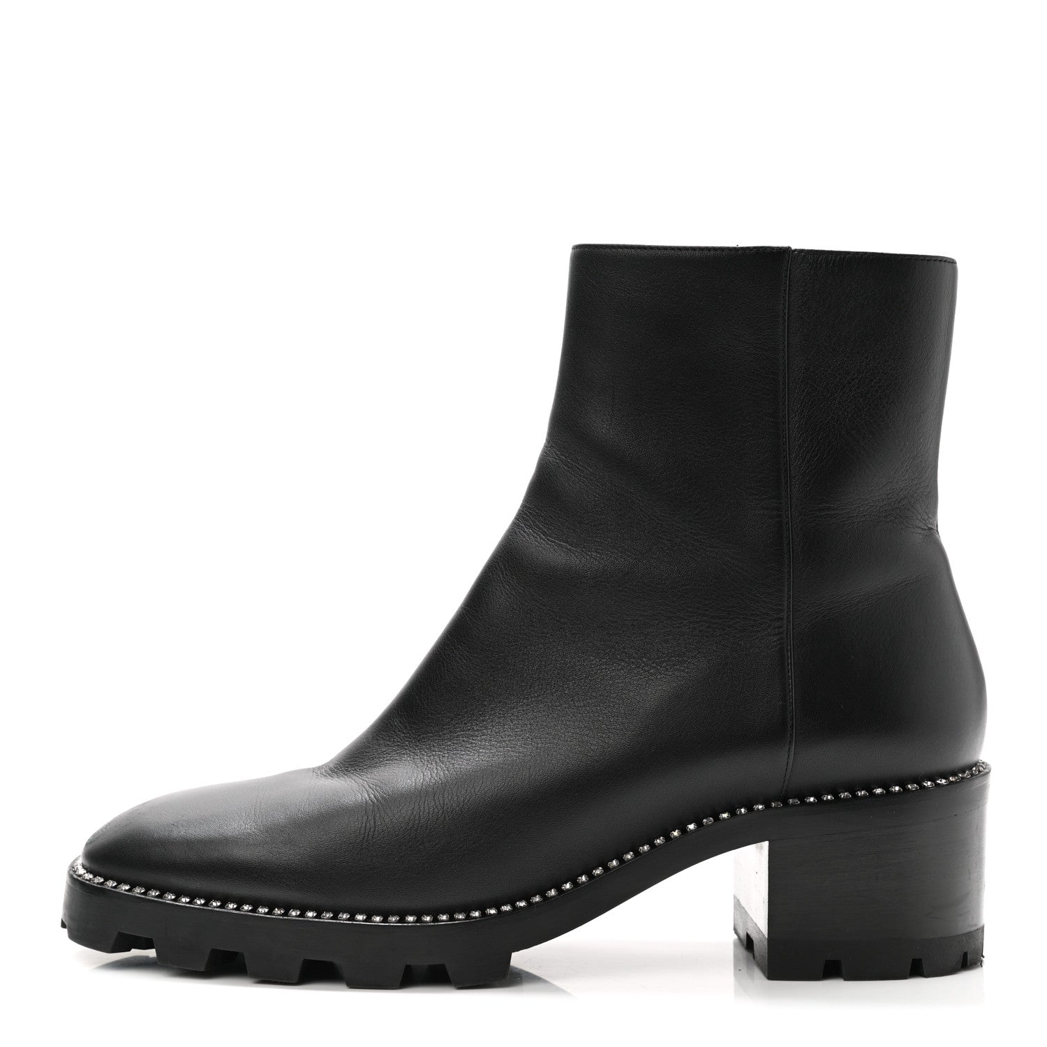 Jimmy Choo Grained Calfskin Crystal Embellished Mava Boots 40 Black 1 of 11