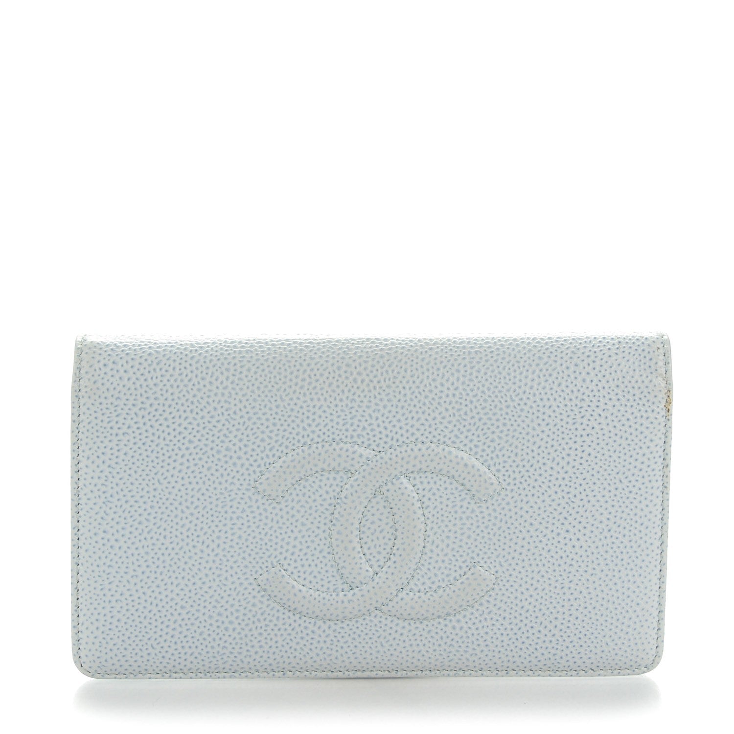 Chanel Caviar Timeless CC Yen Wallet Light Blue 1 of 8