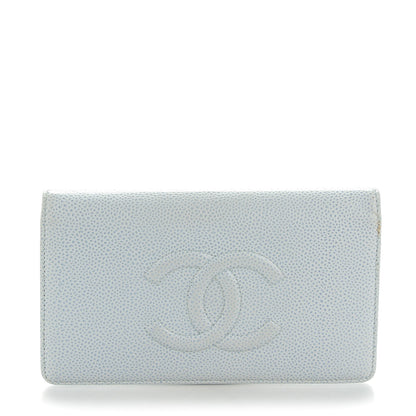 Chanel Caviar Timeless CC Yen Wallet Light Blue 1 of 8