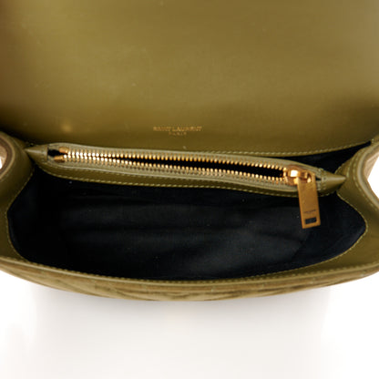 Saint Laurent Suede Matelasse Chevron Monogram Medium College Bag Loden Green 5 of 11