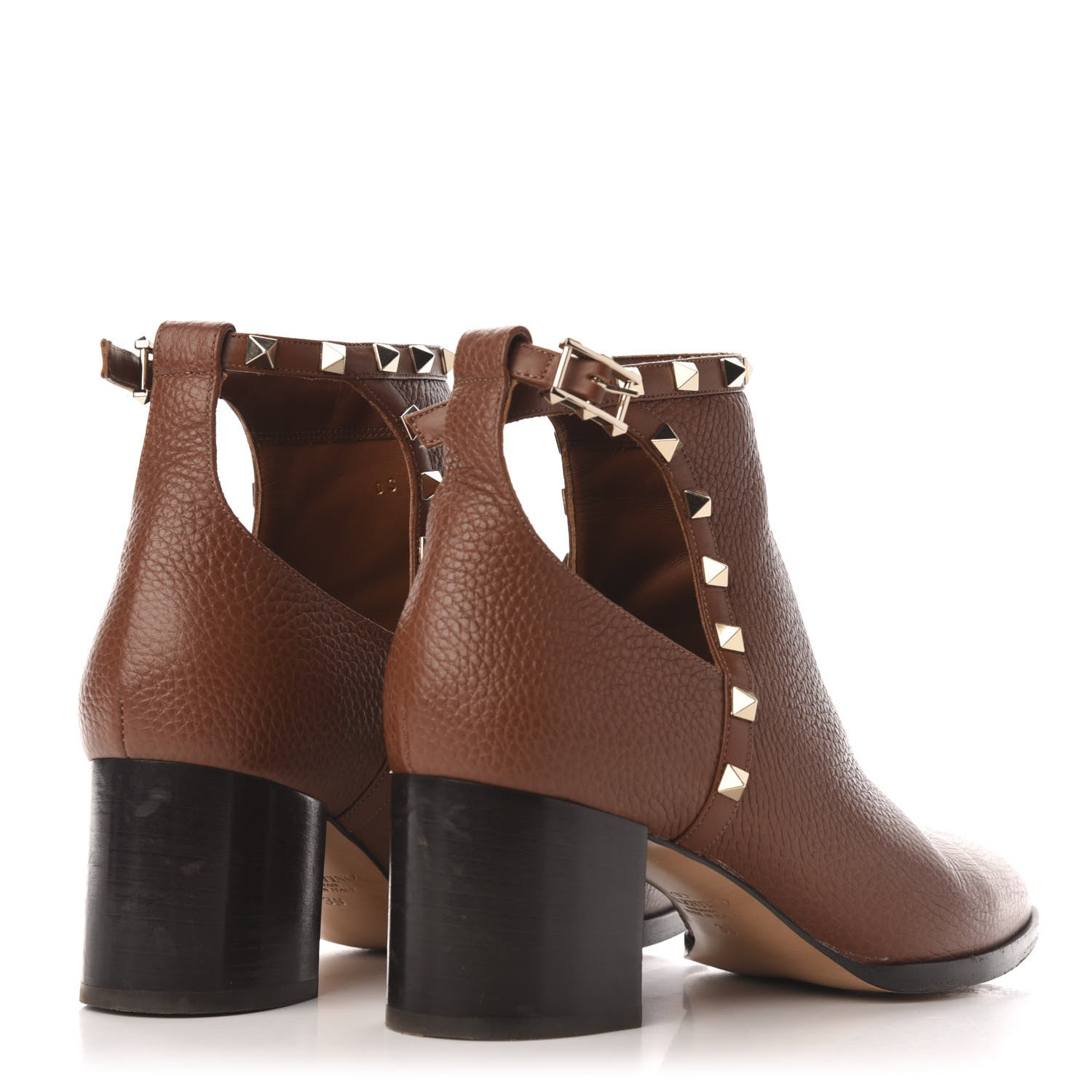 Valentino Garavani Grained Calfskin Cutout Rockstud Ankle Boots 39 Bright Cognac 4 of 10