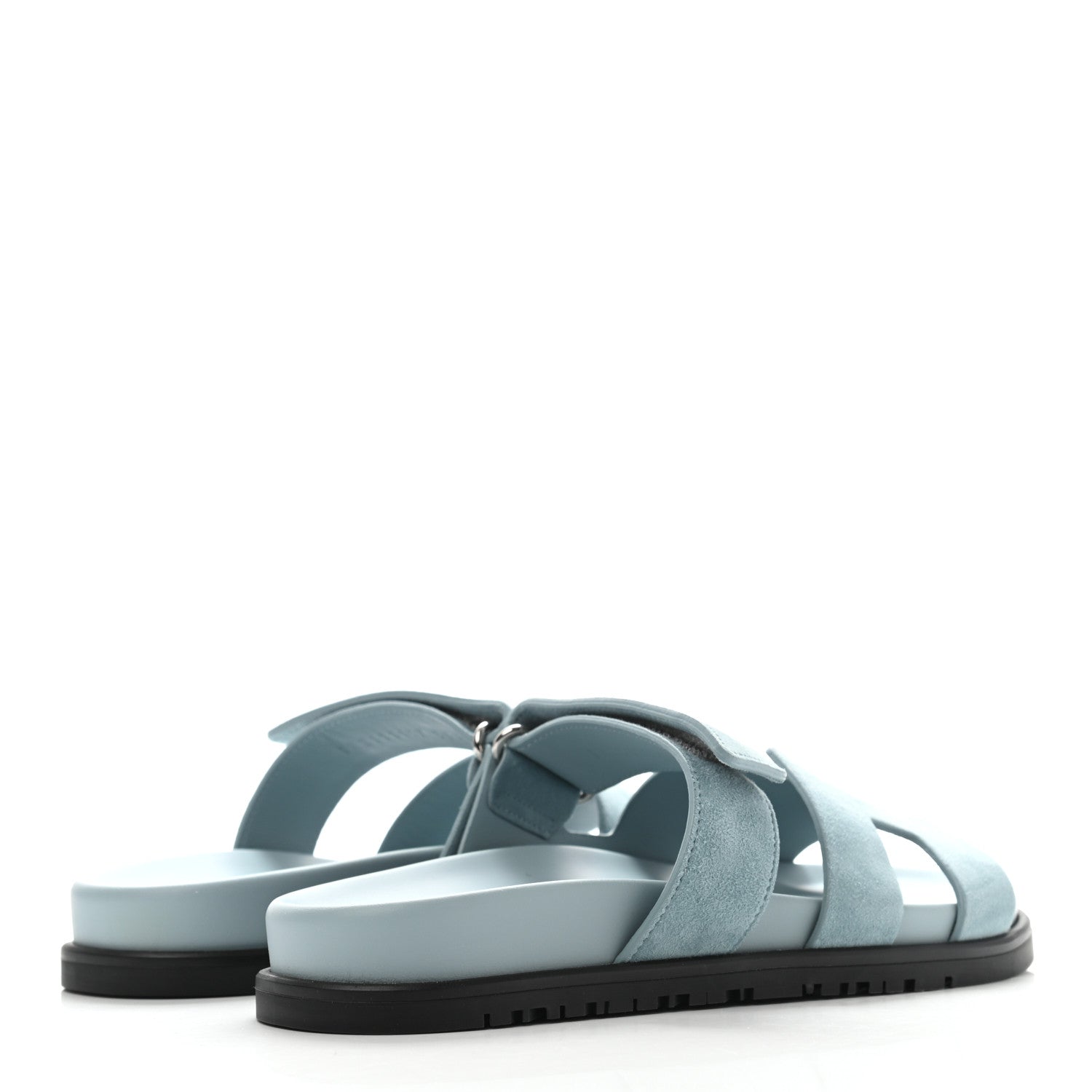 Hermes Suede Goatskin Womens Chypre Sandals 37 Vert d'eau 3 of 12