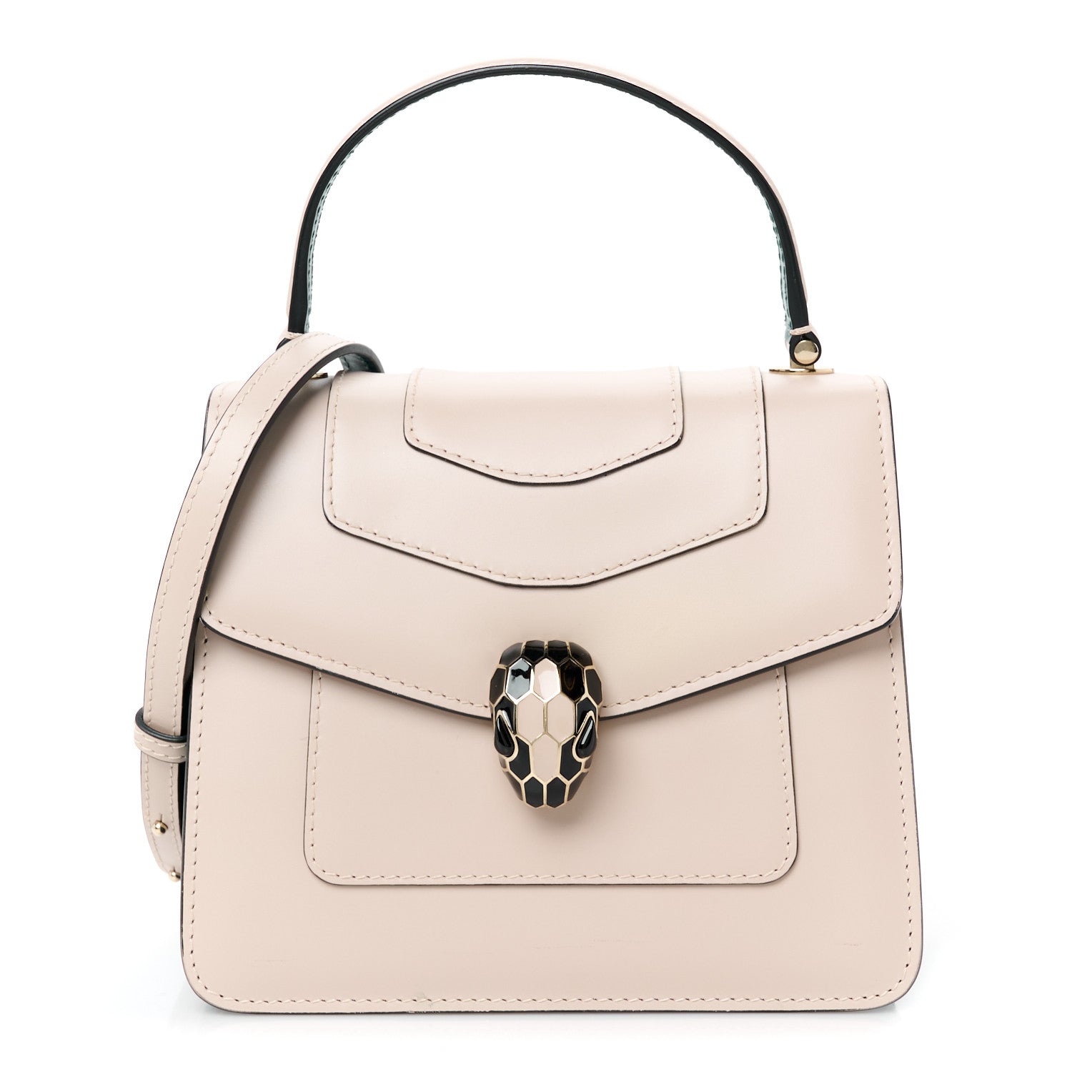 Bulgari Calfskin Serpenti Forever Top Handle Beige Green 1 of 11