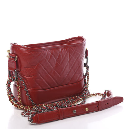 Chanel Aged Calfskin Chevron Quilted Small Gabrielle Hobo Red 2 of 12