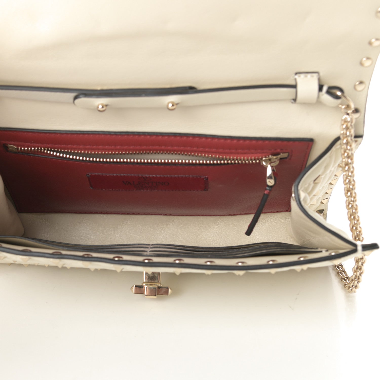 Valentino Garavani Nappa Rockstud Spike Wallet on Chain Light Ivory 5 of 10