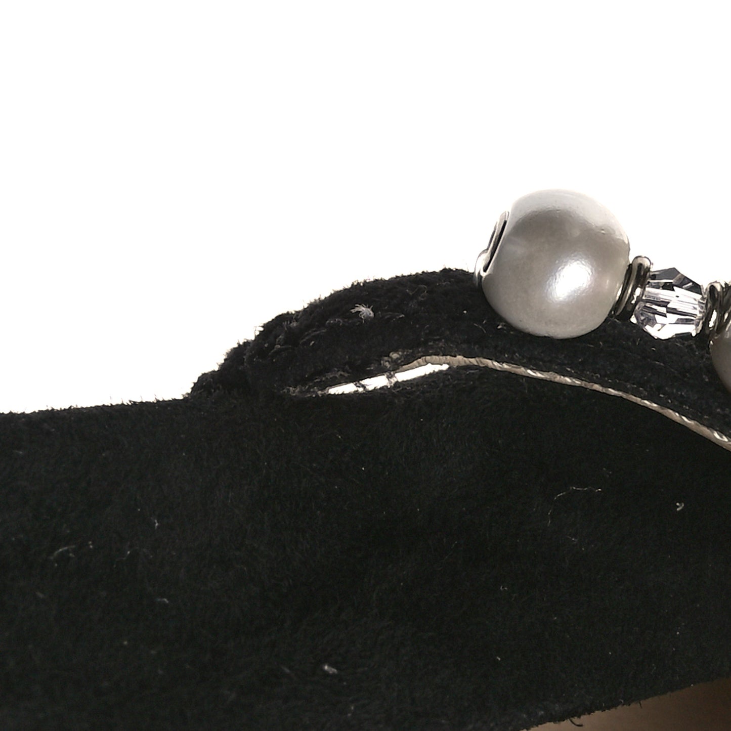 Suede Pearl Embellished Ade Flat 38 Black