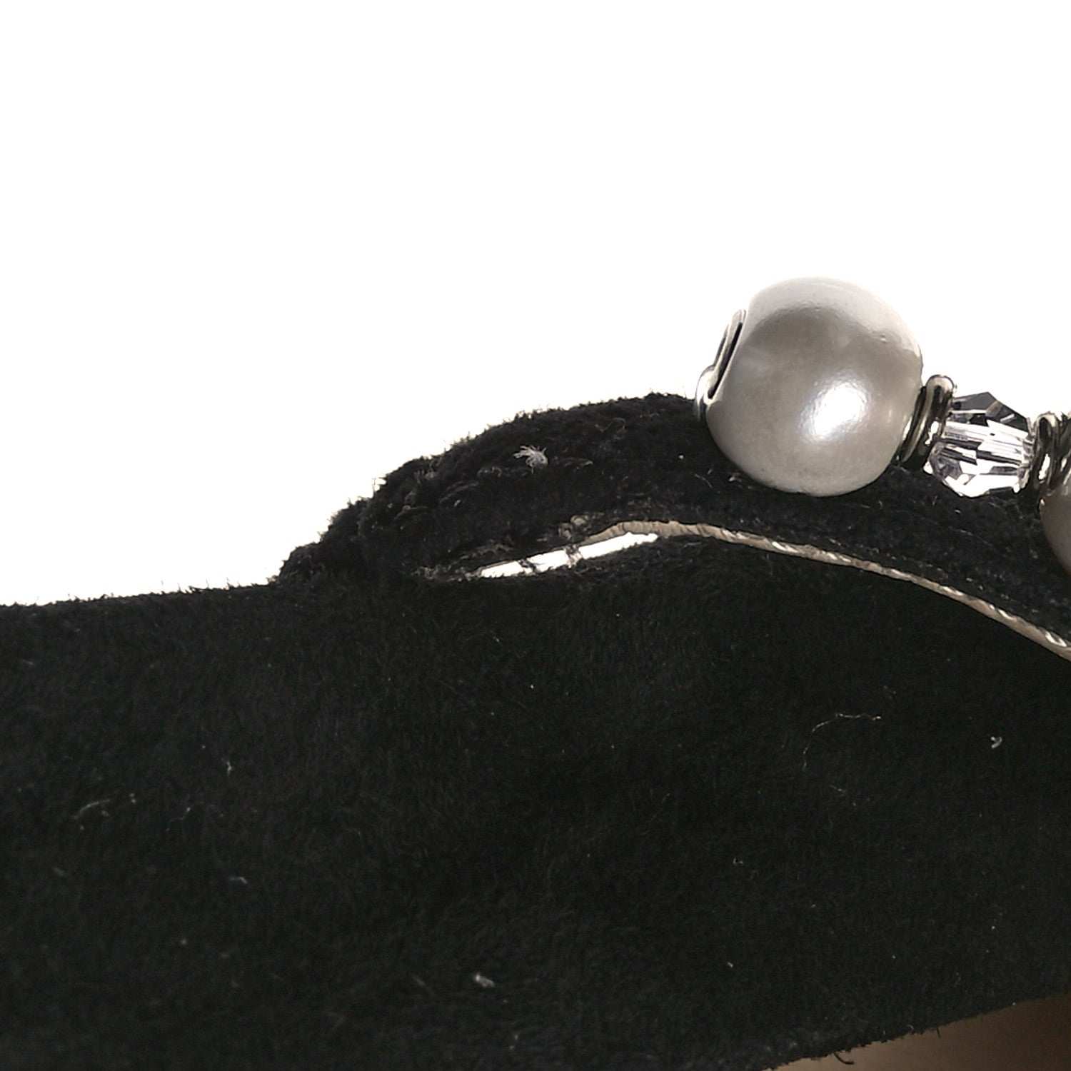 Jimmy Choo Suede Pearl Embellished Ade Flat 38 Black 8 of 8