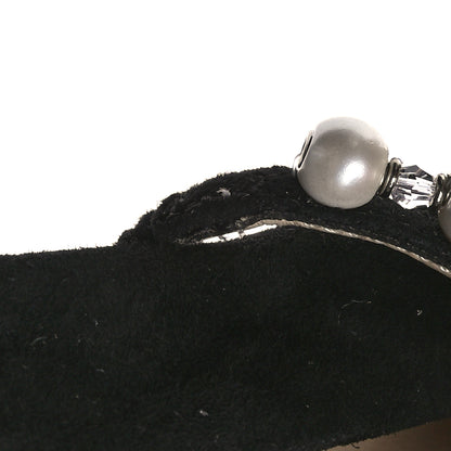 Jimmy Choo Suede Pearl Embellished Ade Flat 38 Black 8 of 8