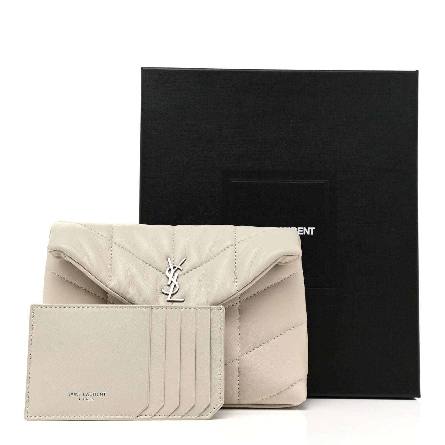 Lambskin Monogram Loulou Puffer Pouch Clutch Crema Soft