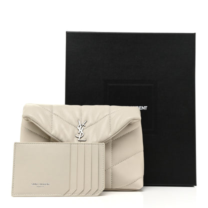 Saint Laurent Lambskin Monogram Loulou Puffer Pouch Clutch Crema Soft 13 of 13
