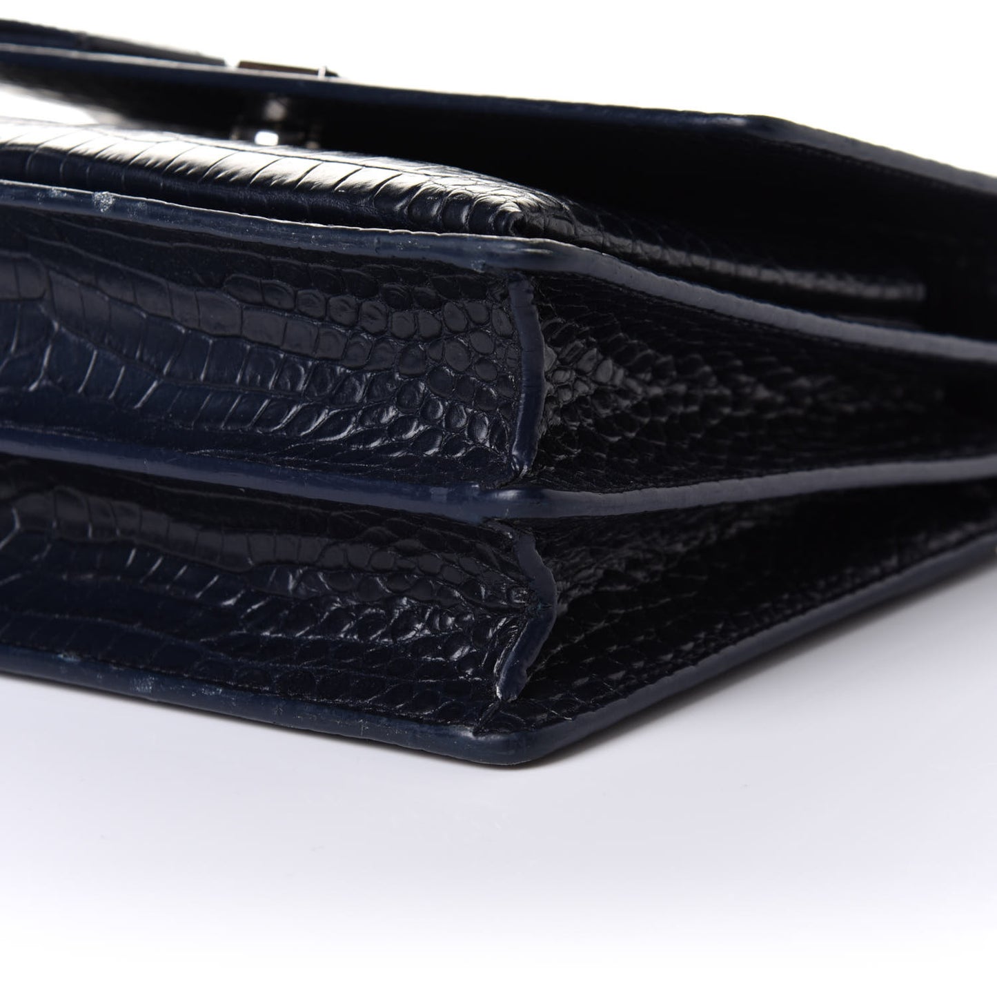 Calfskin Crocodile Embossed Medium Monogram Sunset Navy