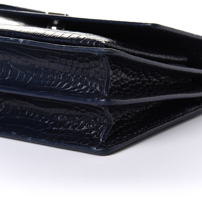 Saint Laurent Calfskin Crocodile Embossed Medium Monogram Sunset Navy 11 of 18