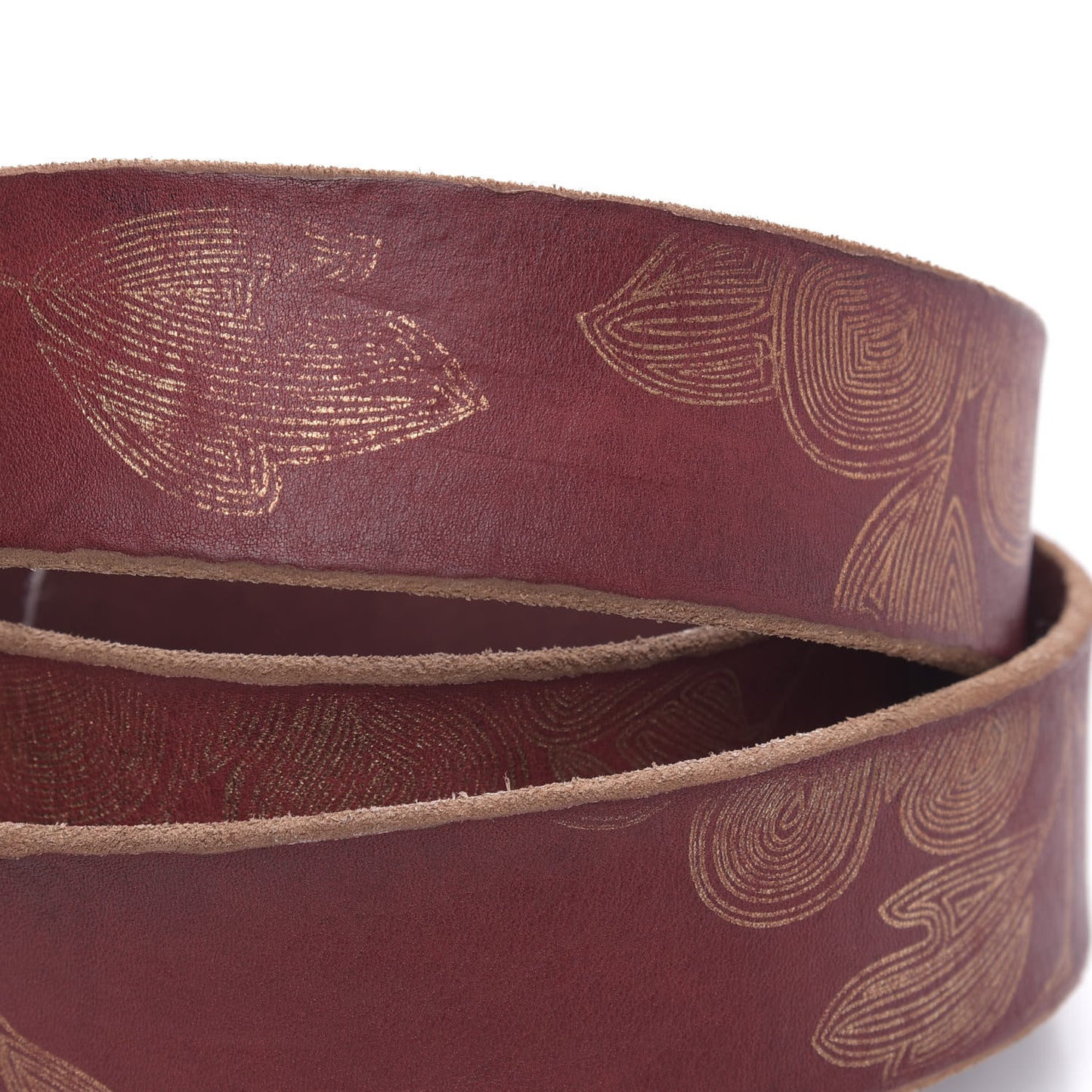 Faded Calfskin Leaf Print Double G 40mm Belt 100 40 Hibiscus Red Gold