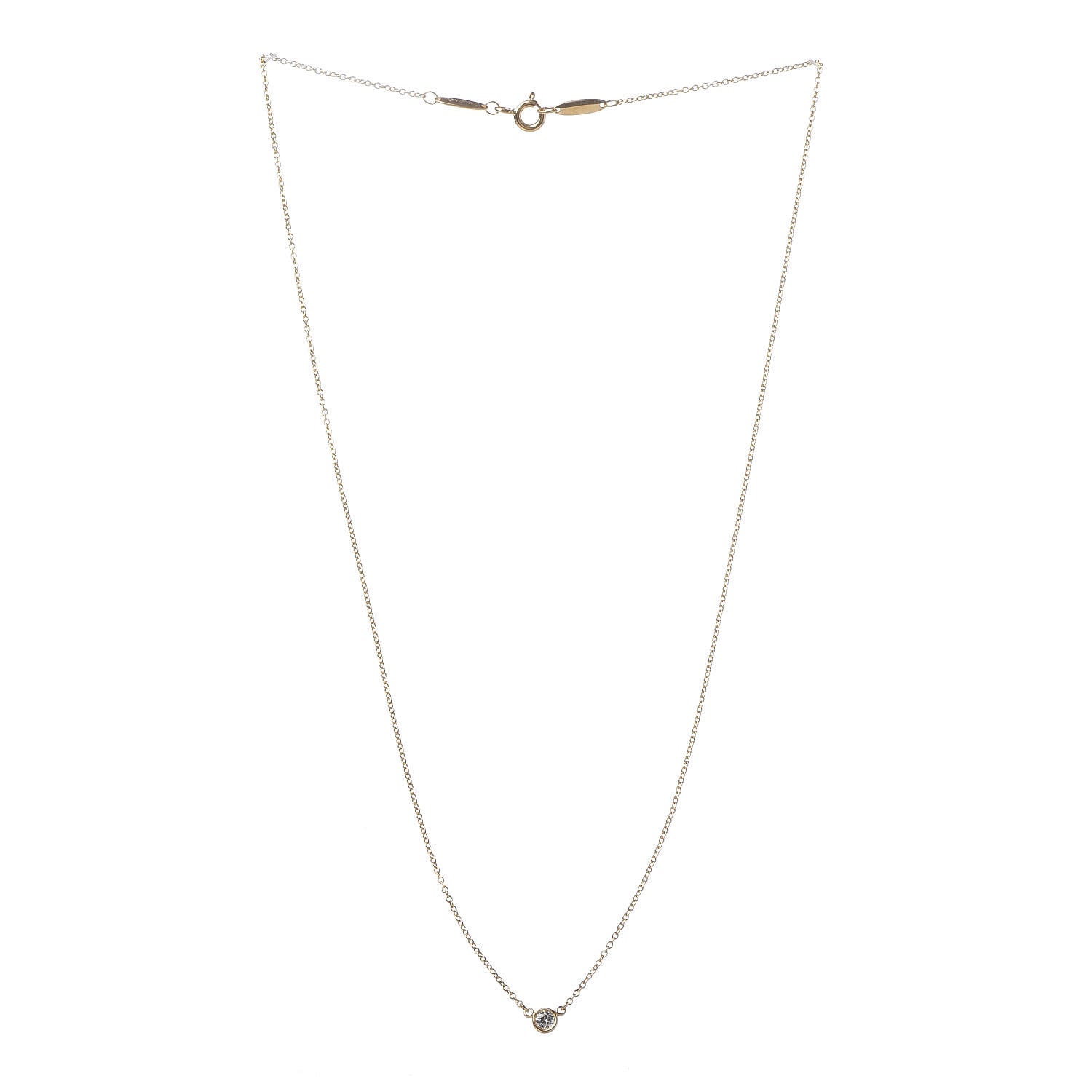 Tiffany 18K Yellow Gold Diamond .07ct Elsa Peretti Diamonds by the Yard Pendant Necklace 3 of 6
