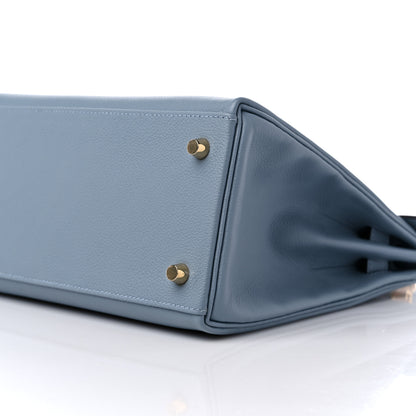 Hermes Evercolor Kelly Retourne 28 Bleu Lin 9 of 10