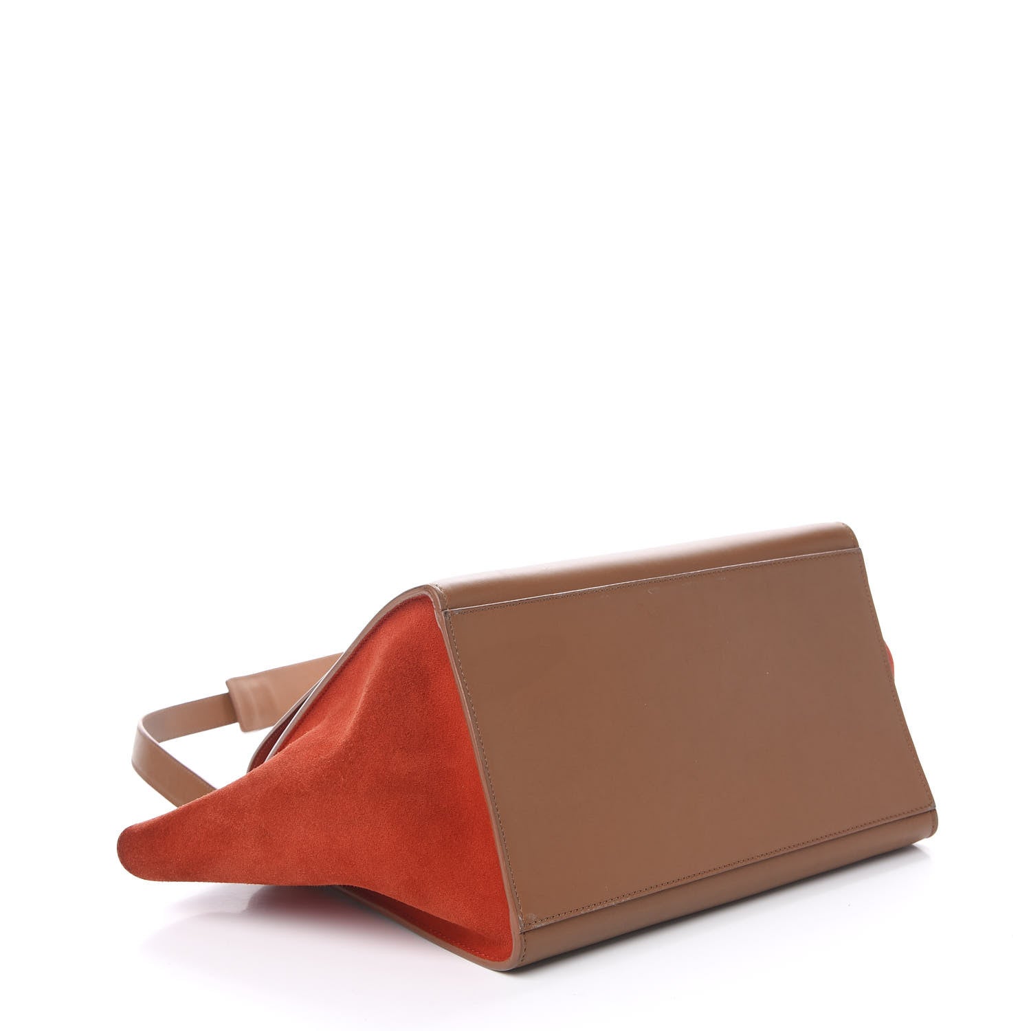 Celine Natural Calfskin Suede Medium Bi-Color Trapeze Tan 5 of 18