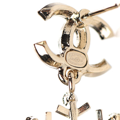 Chanel Crystal Snowflake CC Drop Earrings Gold 4 of 5