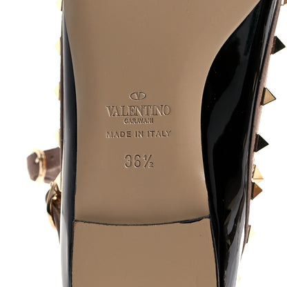 Valentino Garavani Patent Rockstud Cage Ballerina Flats 36.5 Black Poudre 8 of 9