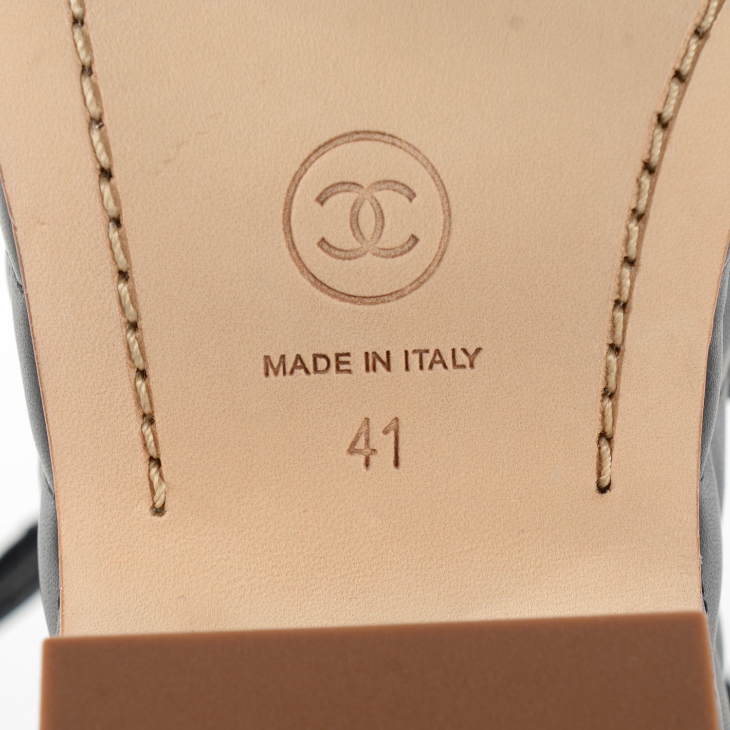 Chanel Calfskin Quilted Chain Sandals 41 Black 7 of 8