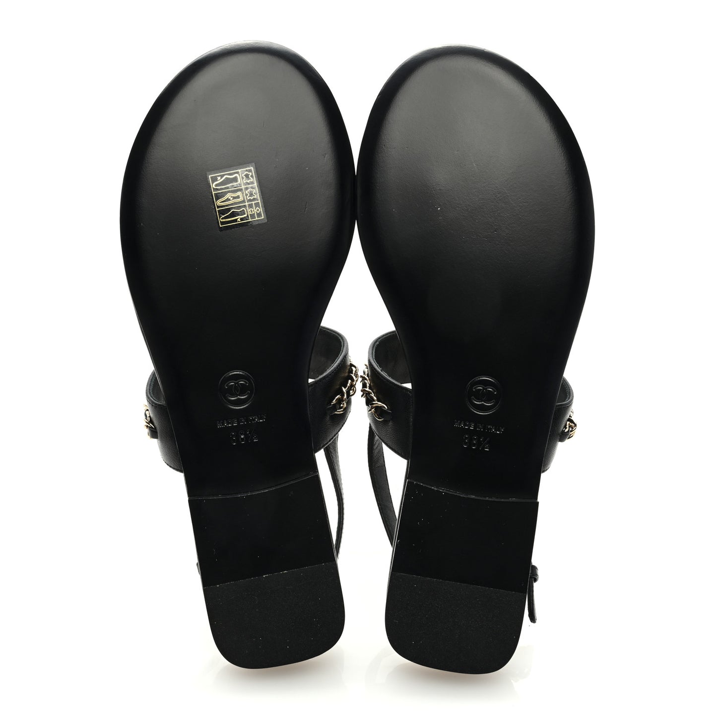 Lambskin Chain CC Sandals 38.5 Black