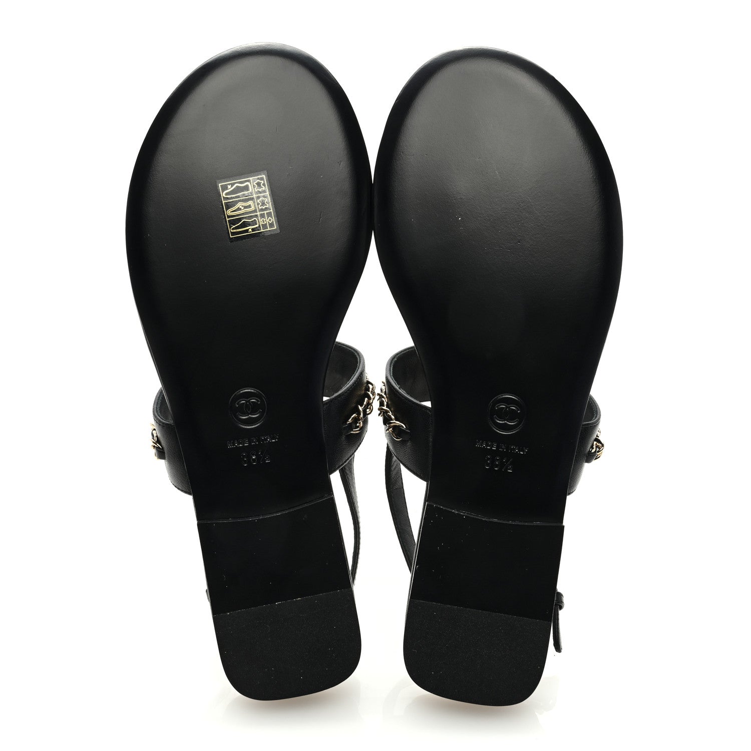 Chanel Lambskin Chain CC Sandals 38.5 Black 5 of 8