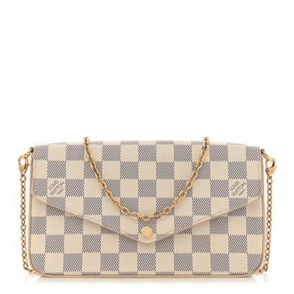 Louis Vuitton Damier Azur Pochette Felicie Chain Wallet Rose Ballerine 1 of 12